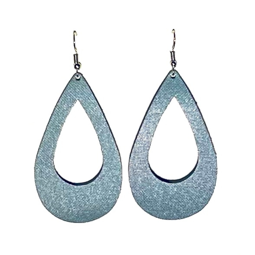 Real Genuine Leather Earrings - Cool Blue